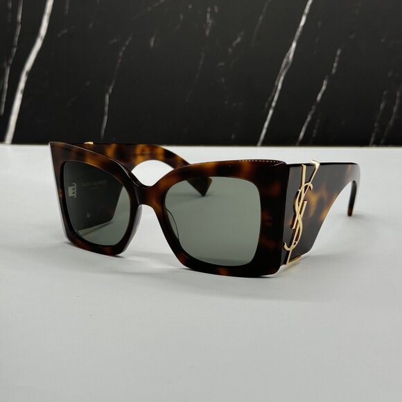 NEW SL M119 BLAZE 002 SAINT LAURENT BLAZE HAVANA OVERSIZED SUNGLASSES SLM119 - Picture 3 of 12